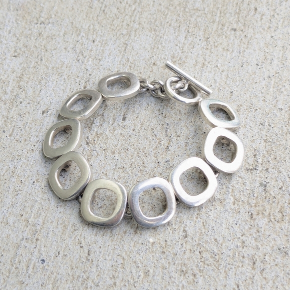 Vintage Sterling Silver Bracelet Square Chain Link 7.25